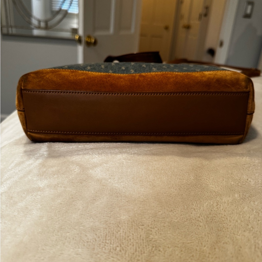 Saint Laurent Blue and Tan Tote with Monogram Design - Picture 5 of 6